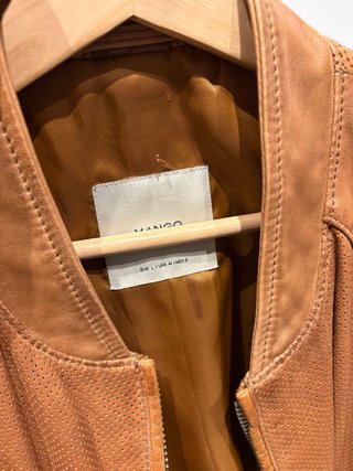 Cazadora Biker Mango Piel Caramelo Talla L