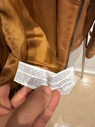 Cazadora Biker Mango Piel Caramelo Talla L