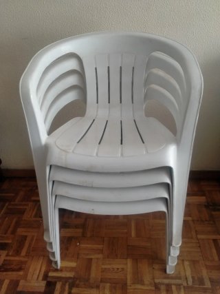 4 Sillas Terraza Plástico Blancas
