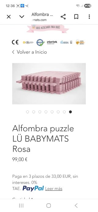 Alfombra goma espuma gris y rosa gruesa