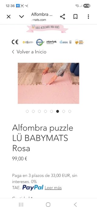 Alfombra goma espuma gris y rosa gruesa
