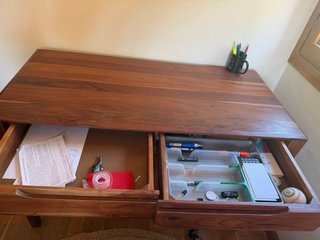 Escritorio madera acacia maciza 2 cajones