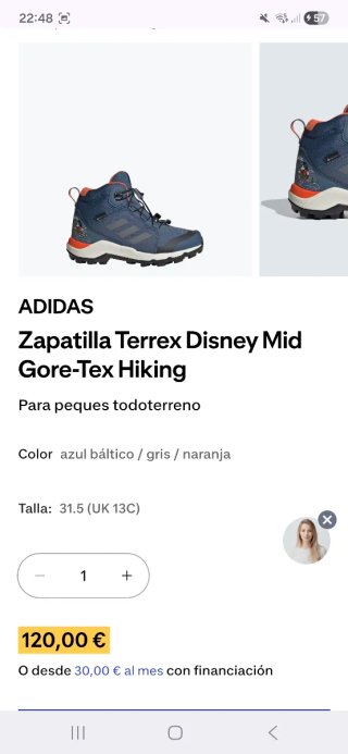 Botas niño Adidas Gore-Tex Disney Talla 37 1/3