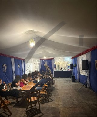 Cortinas y paños para caseta de feria,