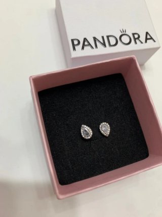 Pendientes Pandora Gota Brillantes Plata