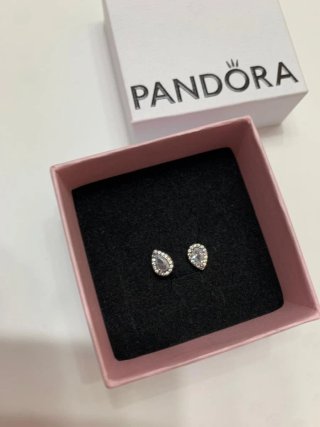 Pendientes Pandora Gota Brillantes Plata