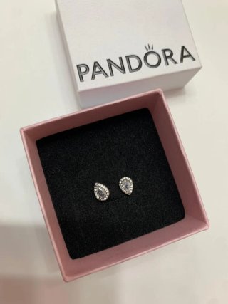 Pendientes Pandora Gota Brillantes Plata