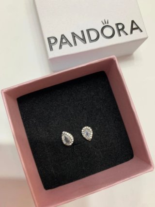 Pendientes Pandora Gota Brillantes Plata