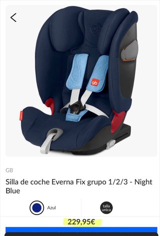 Silla Coche GB Everna Fix Gr 1-2-3 Negra