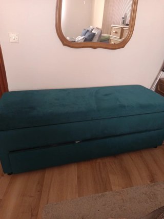 Puff Zapatero Terciopelo Teal