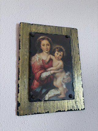 Cuadro antiguo religioso Virgen y Niño