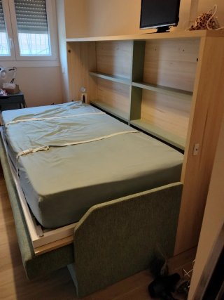 Cama abatible+colchon105 con sofá y con cama nido