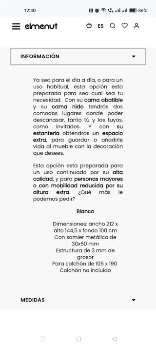 Cama abatible+colchon105 con sofá y con cama nido