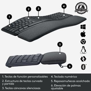 Teclado Logitech ErgoK860 Inalámbrico SIN ESTRENAR