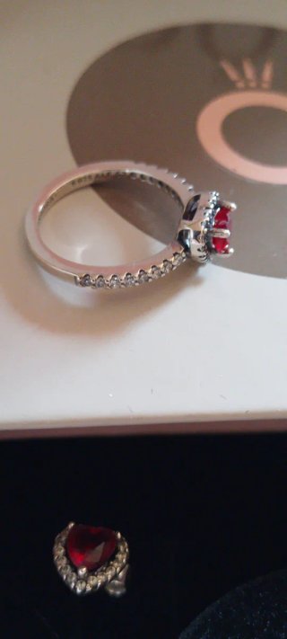 Conjunto Pandora Corazón Rojo y Plata