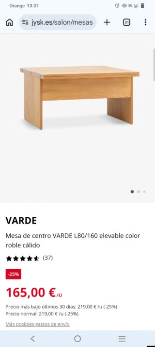 Mesa elevable VARDE L80/160 roble cálido