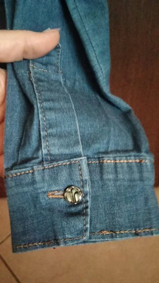 Camicia jeans con tasche, tessuto elastico