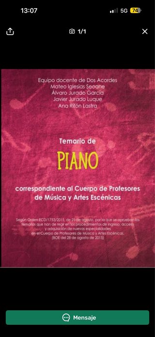Temario Piano Oposiciones