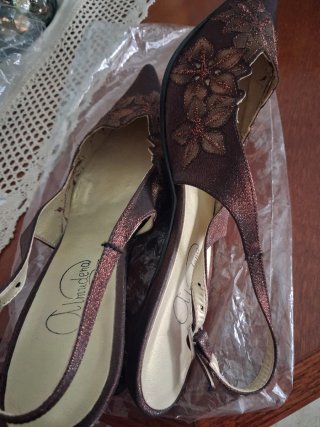 Zapatos de fiesta marrones y dorados