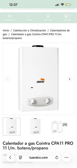 Calentador gas Cointra CPA11 PRO 11 l/m