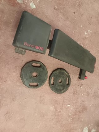 Banco de pesas Bench900 y 2 discos 15kg