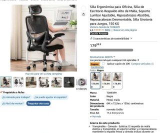 Silla Ergonómica Oficina Negra/Plata