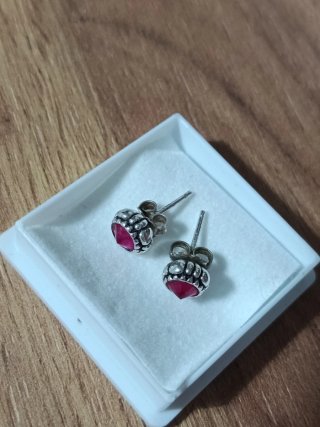 Pendientes plata 925 con zafiro rosa