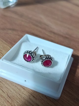 Pendientes plata 925 con zafiro rosa