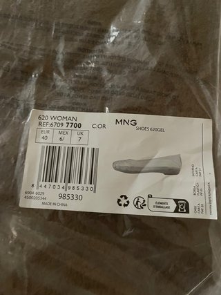 Manoletinas cangrejeras doradas MNG Talla 40