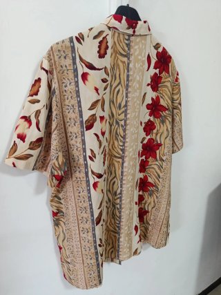 Camicia fantasia floreale beige e rossa taglia 46