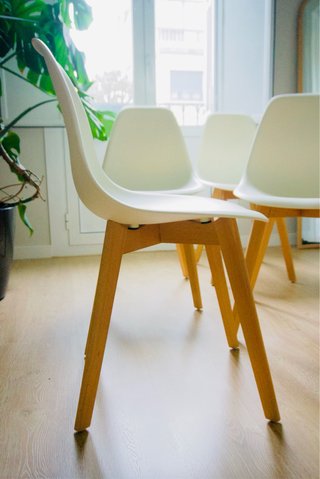 Pack 4 Sillas Comedor Madera y Plástico
