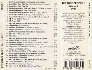 1991. Bix Beiderbecke - Volume 2. 1927 Complete CD