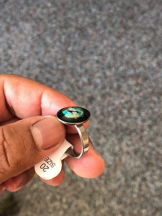 Anillo ópalo azul y plata