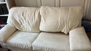 Sofá cama beige de tela