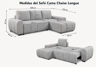 Sofá Cama Chaise Longue con Arcón