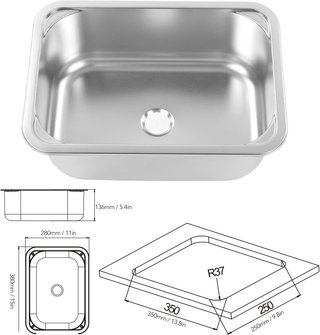 Lavello Barca Yacht Inox 304 Incasso