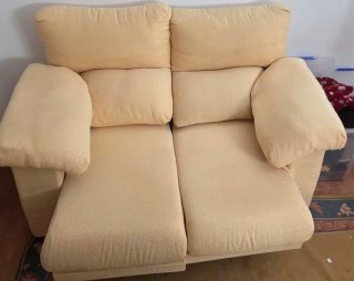 Sofá 2 plazas beige tela Extensible asientos
