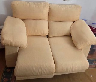 Sofá 2 plazas beige tela Extensible asientos