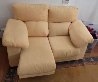 Sofá 2 plazas beige tela Extensible asientos