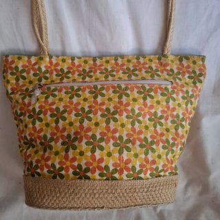 Bolso rafia y tela