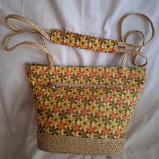 Bolso rafia y tela