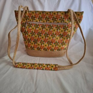 Bolso rafia y tela