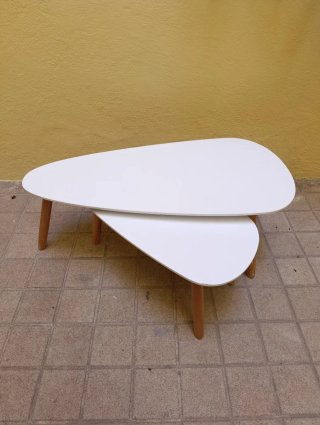 Conjunto mesas ovaladas madera