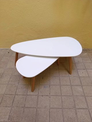 Conjunto mesas ovaladas madera