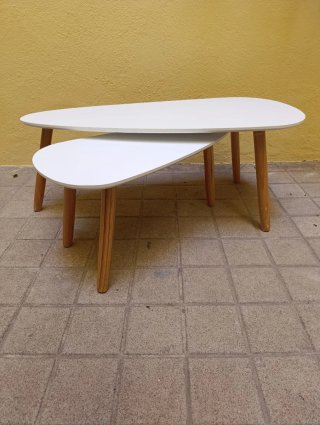 Conjunto mesas ovaladas madera