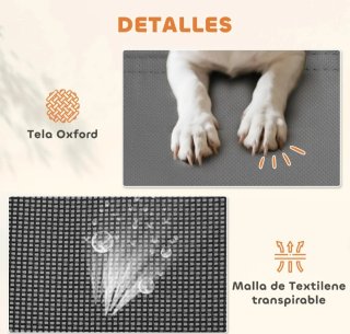 Cama elevada para mascotas con toldo gris