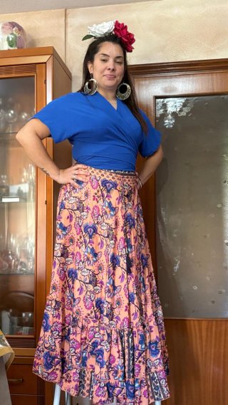 Falda flamenca roja y blanca