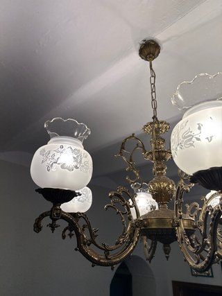 Lámpara de salón 6 brazos dorada