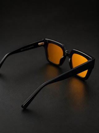 Gafas de pasta cuadradas, con lente naranja