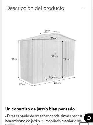 Caseta de acero galvanizado 2,71m sin estrenar